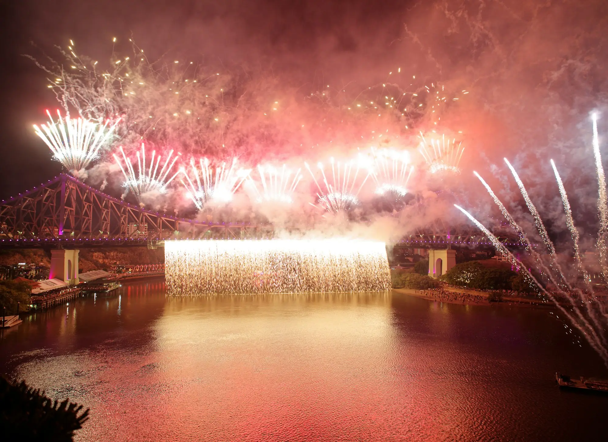 Fireworks over the Brisbane River and bridge