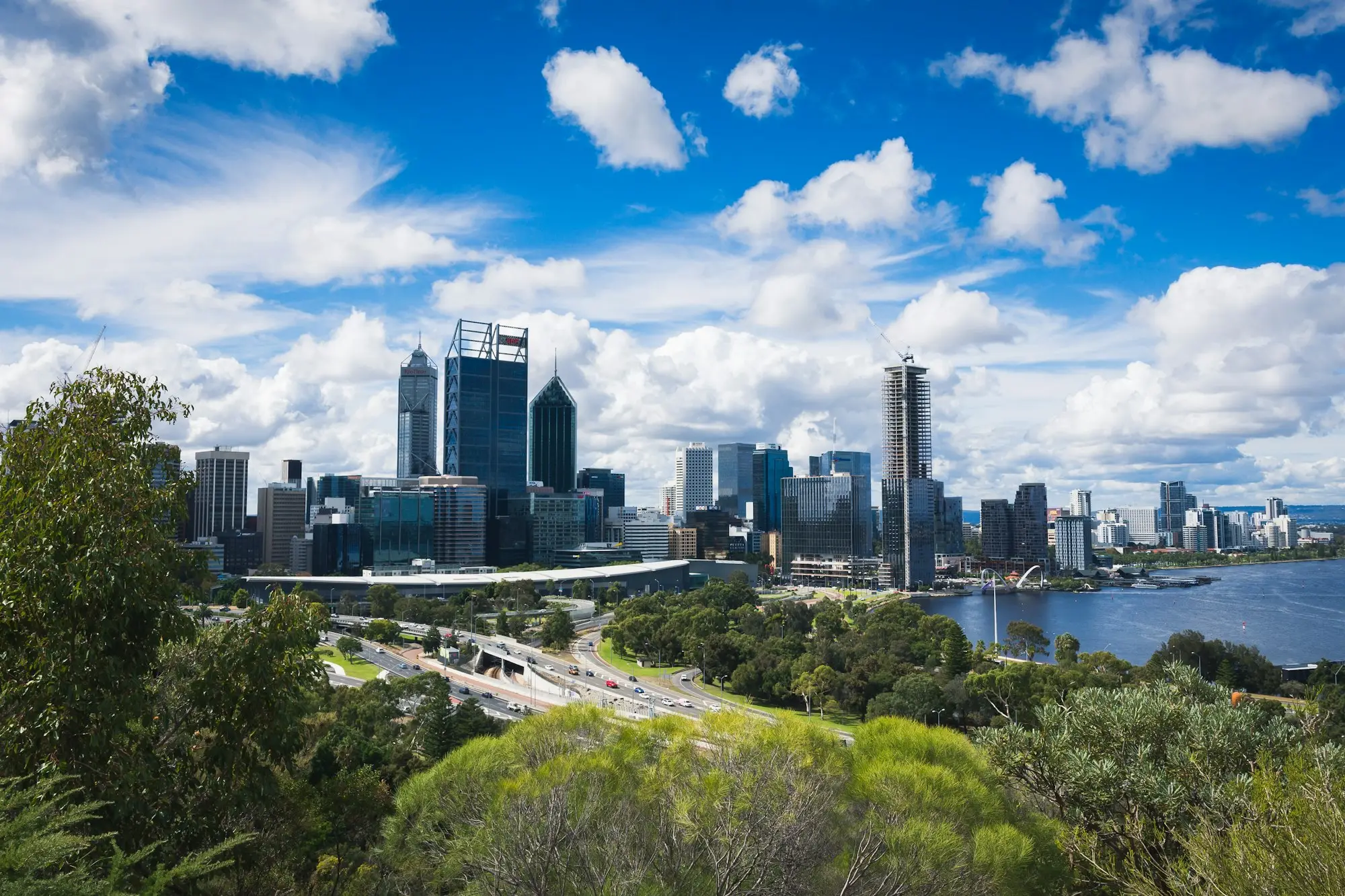 Perth CBD seen from a hill
