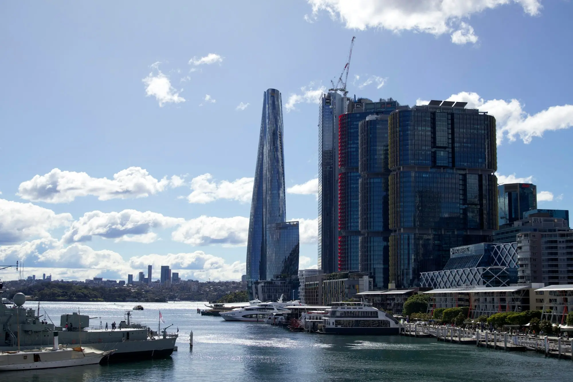 Sydney waterfront lined with tall buildings